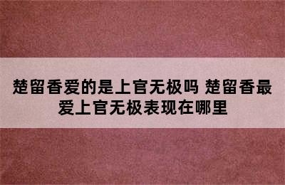 楚留香爱的是上官无极吗 楚留香最爱上官无极表现在哪里